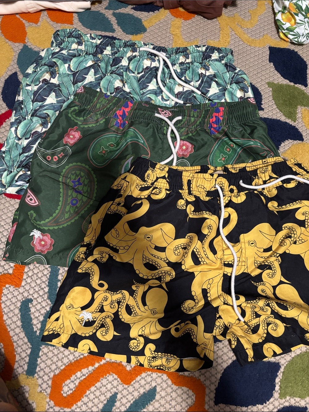 OAS SWIM TRUNKS LOT, Octapus, leaves, paisley design size large
